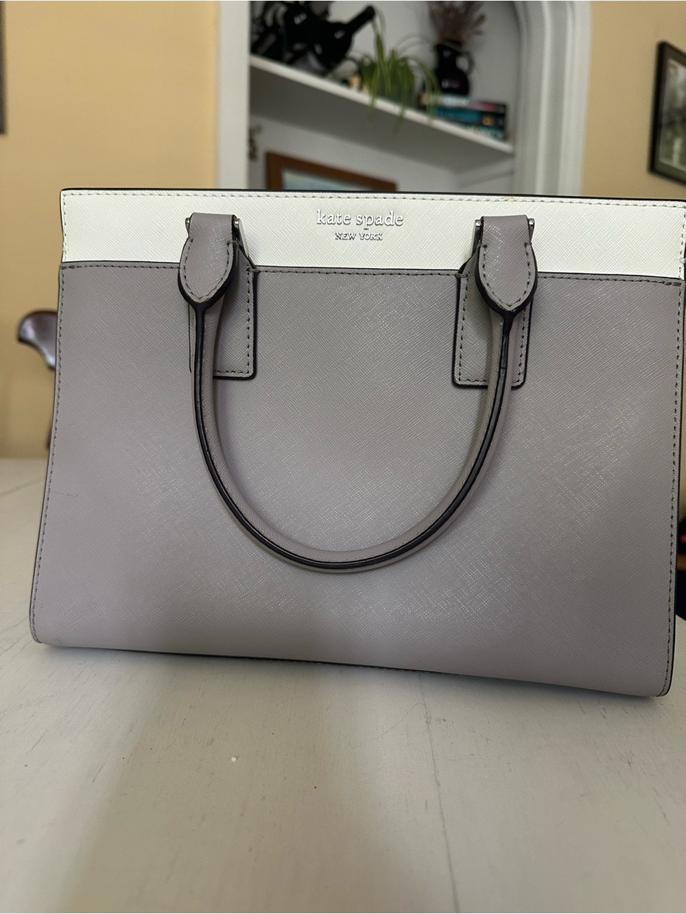 kate spade Two-Tone Gray and White Structured Satchel